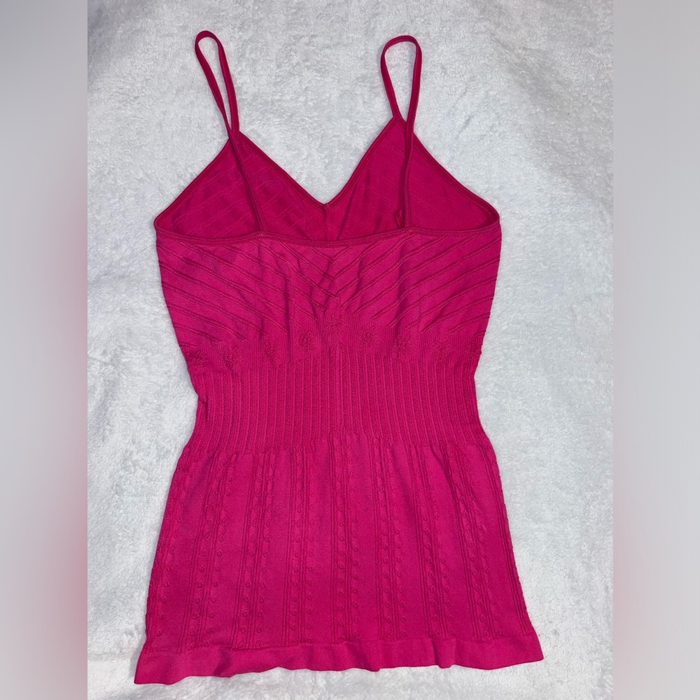 Vintage Y2K Bedazzled Sequin Pink Floral Fitted Top - Picture 3 of 7